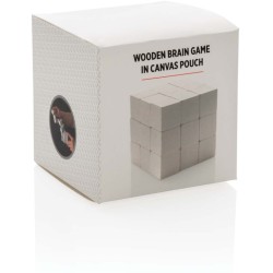 Dřevěný hlavolam v pytlíku