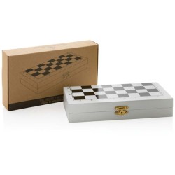 FSC dřevěná sada stolních her 3 v 1 v krabičce