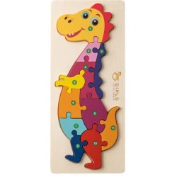 DIPLODOCO. Puzzle ve tvaru dinosaura z borové překližky