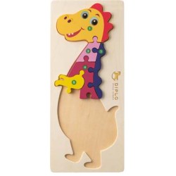 DIPLODOCO. Puzzle ve tvaru dinosaura z borové překližky
