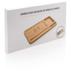Bambusový stolní organizér s bezdrátovým nabíjením