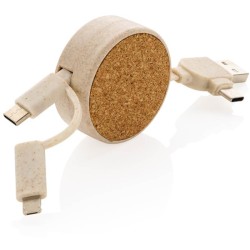 Svinovací kabel 6 v 1 z korku a pšenice