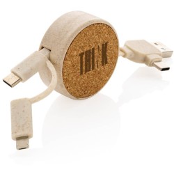 Svinovací kabel 6 v 1 z korku a pšenice