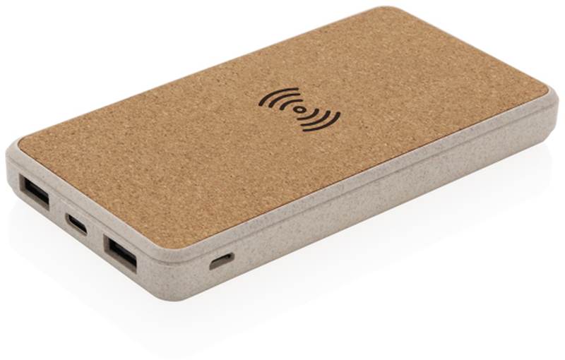 Bezdrátová powerbanka z korku a pšenice 8 000 mAh 5W