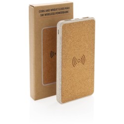 Bezdrátová powerbanka z korku a pšenice 8 000 mAh 5W
