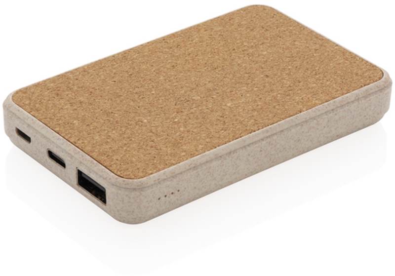 Kapesní powerbanka z korku a pšenice 5 000 mAh