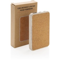 Kapesní powerbanka z korku a pšenice 5 000 mAh