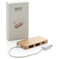 Bambusový USB hub s USB C