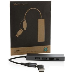 USB rozbočovač Terra z RCS recykl. hliníku