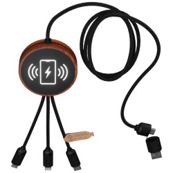 Nabíjecí kabel 5v1 z rPET se svítícím logem a 10 W nabíjecí podložkou SCX.design C40