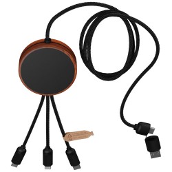 Nabíjecí kabel 5v1 z rPET se svítícím logem a 10 W nabíjecí podložkou SCX.design C40
