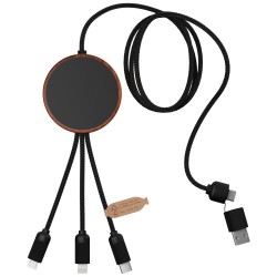 Nabíjecí kabel 5v1 z rPET se svítícím logem a 10 W nabíjecí podložkou SCX.design C40
