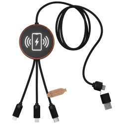 Nabíjecí kabel 5v1 z rPET se svítícím logem a 10 W nabíjecí podložkou SCX.design C40