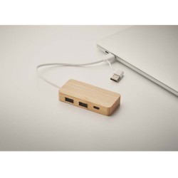 Hubbam Bambusový USB rozbočovač