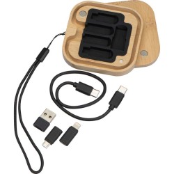 Sada kabelu a adaptéru v bambusové krabičce