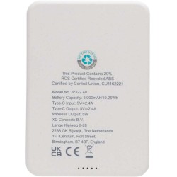 Magnetická powerbanka 5000mAh Magnetix z RCS recykl. plastu