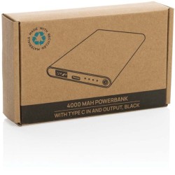 Powerbanka 4000mAh s USB C z RCS recykl. plastu a hliníku
