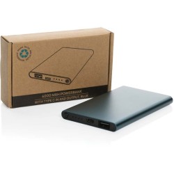 Powerbanka 4000mAh s USB C z RCS recykl. plastu a hliníku