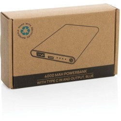 Powerbanka 4000mAh s USB C z RCS recykl. plastu a hliníku
