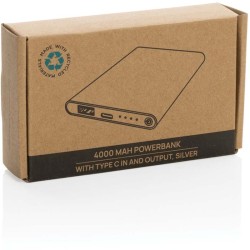 Powerbanka 4000mAh s USB C z RCS recykl. plastu a hliníku