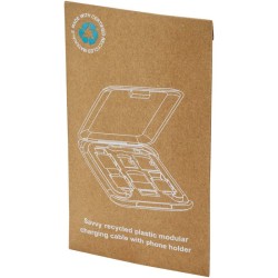 Savvy recyklovaný plastový modulární nabíjecí kabel s držákem na telefon