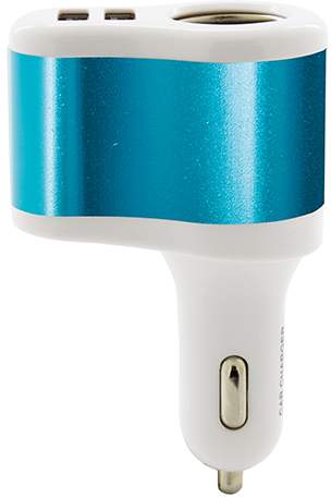 Nabíječka do auta se dvěma USB výstupy a zásuvkou na zapalovač