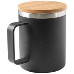 LAUDA. Hrnek z 90% recyklované nerezové oceli s bambusovým víčkem