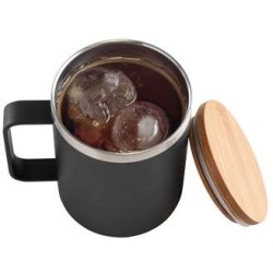 LAUDA. Hrnek z 90% recyklované nerezové oceli s bambusovým víčkem