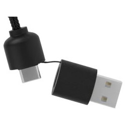 Nabíjecí kabel 3v1 z rPET se svítícím logem a kulatým dřevěným pouzdrem