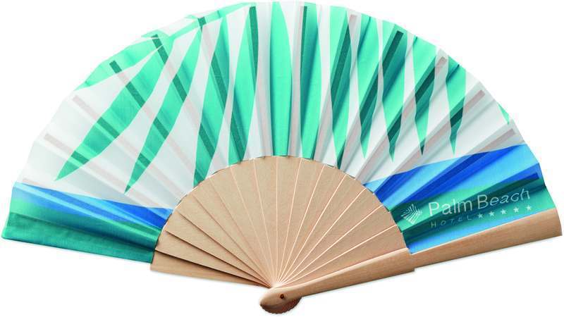 Dřevěný ruční vějíř s barevným potiskem