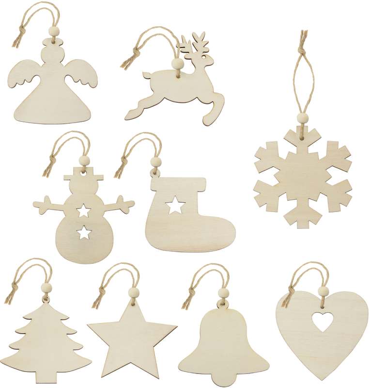 Sada dřevěných vánočních ozdob