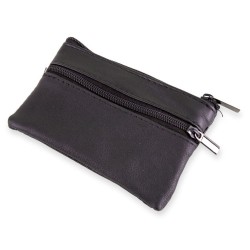 Klíčenka s peněženkou z kůže černá