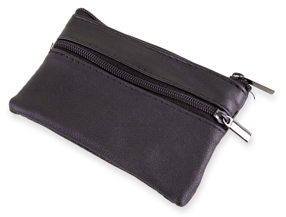 Klíčenka s peněženkou z kůže černá