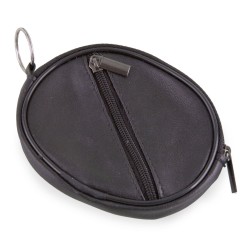 Kulatá klíčenka s peněženkou z kůže černá