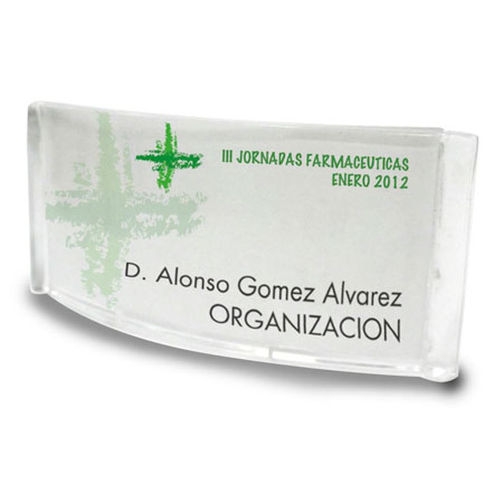 Obdelníková jmenovka transparentní prohnutá