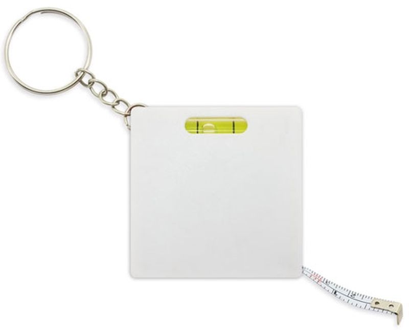 Přívěšek na klíče s metrem a vodováhou