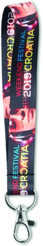 Krátký sublimovaný pásek z jemného polyesteru.