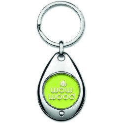 Klíčenka ve tvaru kapky s designovými žetony na vozíky z měkkého smaltu.