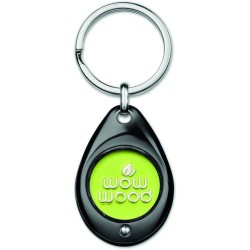 Klíčenka ve tvaru kapky s designovými žetony na vozíky z měkkého smaltu.