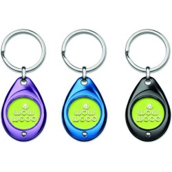 Klíčenka ve tvaru kapky s designovými žetony na vozíky z měkkého smaltu.