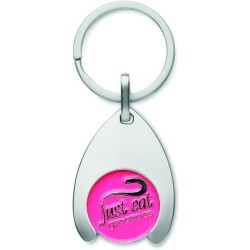 Klíčenka ve tvaru drápu se smaltovanými, tištěnými a tlakově litými žetony.