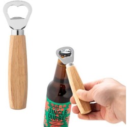 HOLZ. Otvírák na láhve z kovu s dřevěnou rukojetí
