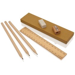 Set tužek pravítka, gumy a ořezávátka v krabičce