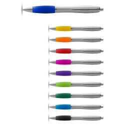 Stříbrné kuličkové pero Nash s barevným úchopem
