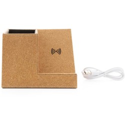 Korkový stojánek na pera s bezdrátovou nabíječkou 5W