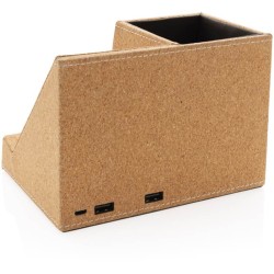 Korkový stojánek na pera s bezdrátovou nabíječkou 5W