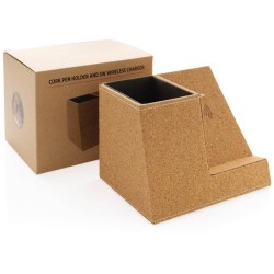 Korkový stojánek na pera s bezdrátovou nabíječkou 5W