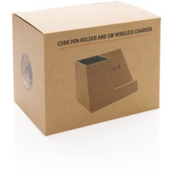 Korkový stojánek na pera s bezdrátovou nabíječkou 5W