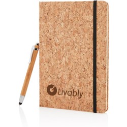 Poznámkový blok A5 s bambusovým perem se stylusem