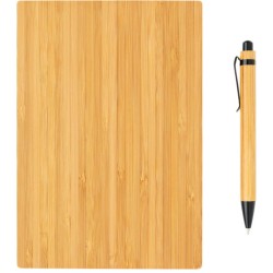 Bambusový set poznámkového bloku A5 a pera